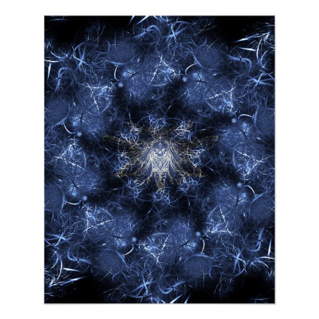 Póster Arte Fractal de Plasma Azul Elétrico (Frente)