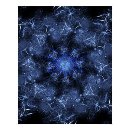 Póster Arte Fractal de Plasma Azul Elétrico