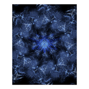 Póster Arte Fractal de Plasma Azul Elétrico