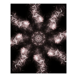 Póster Arte Fractal de Plasma Relâmpago Branco