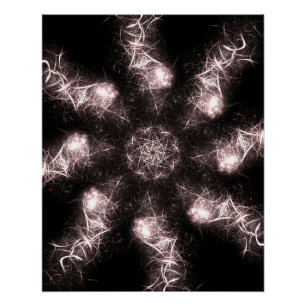 Póster Arte Fractal de Plasma Relâmpago Branco