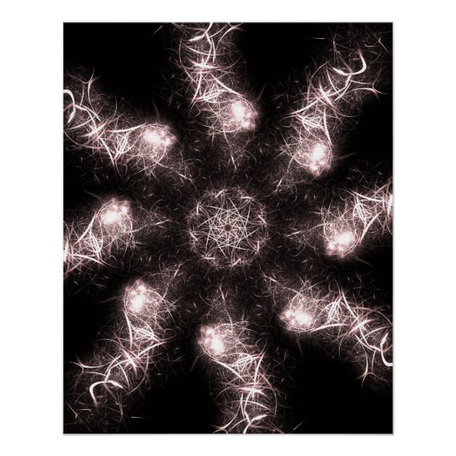 Póster Arte Fractal de Plasma Relâmpago Branco (Frente)