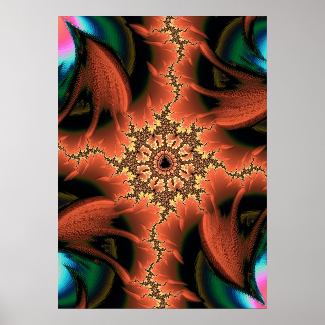 Poster Arte Fractal e Colorida Mandlebrot (Frente)