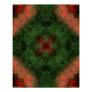 Póster Arte Fractal Kaleidoscópio de Energia Florestal