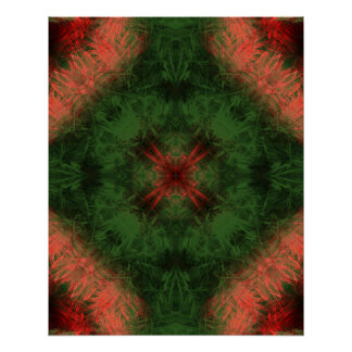 Póster Arte Fractal Kaleidoscópio de Energia Florestal