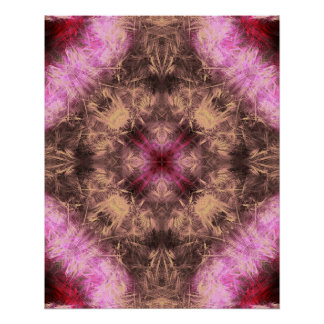 Póster Arte Fractal Kaleidoscópio Energia Dourado Rosa