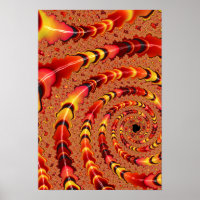 Arte Fractal Laranja Brilhante e Braços Espirais A
