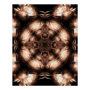 Póster Arte Fractal Mandala de Energia Âmbar