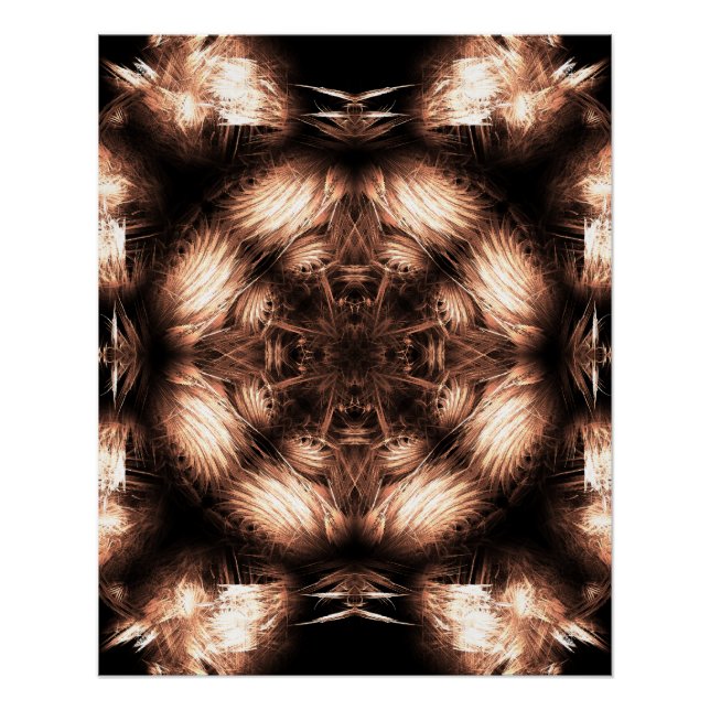 Póster Arte Fractal Mandala de Energia Âmbar (Frente)