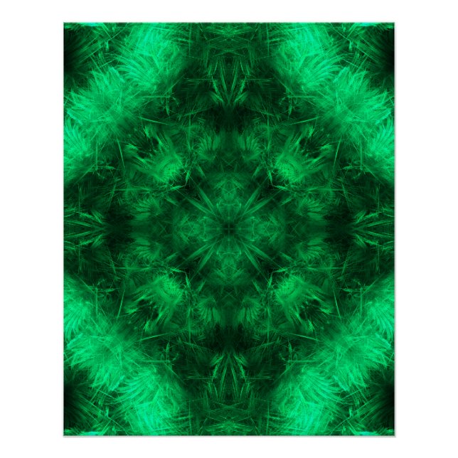 Póster Arte Fractal Mandala Energia Esmeralda (Frente)