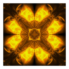 Póster Arte Fractal Solar de Ouro Derretido