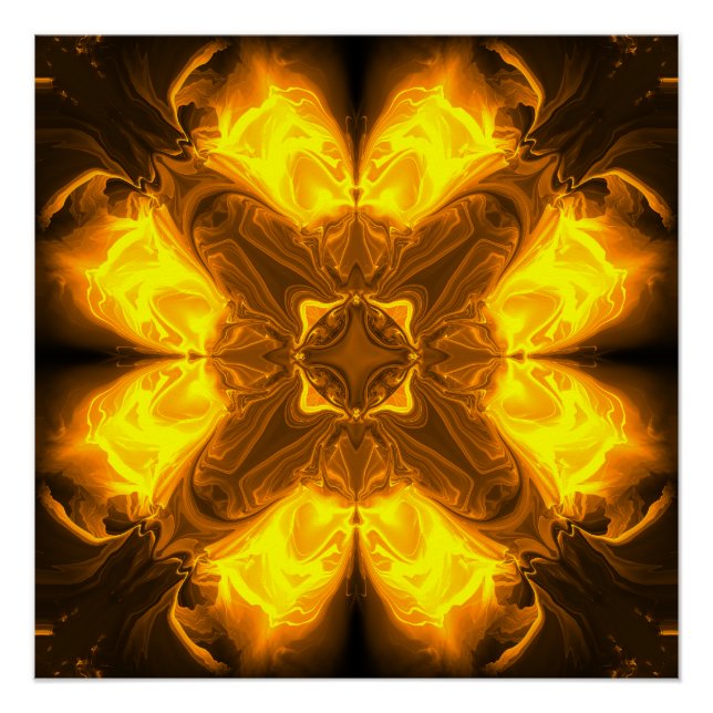 Póster Arte Fractal Solar de Ouro Derretido (Frente)