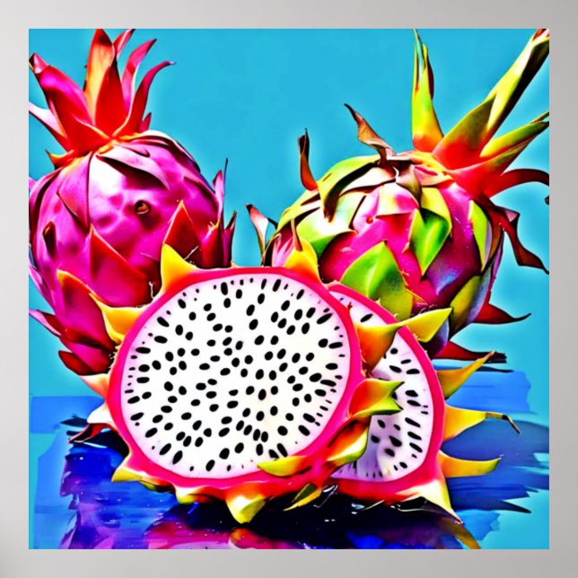 Poster Arte Fruta Exótica Dragão (Frente)