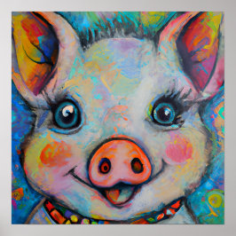 Poster Arte Funky Happy Piglet Fazenda