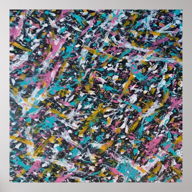 Poster Arte Funky Splatter em Preto (Frente)