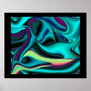 Póster Arte Futurista Abstrata em 3D Metálico Arco-íris