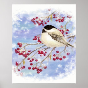 Poster Arte gelado do inverno da janela das bagas do