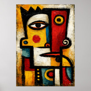 Poster Arte Geométrica Abstrata Cubista Primitiva Ousada