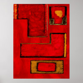 Poster Arte Geométrica Abstrata Desconectada Pintura Verm