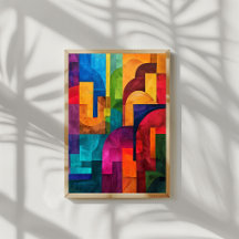 Arte Geométrica Colorida de Muro - Decoração Brilh