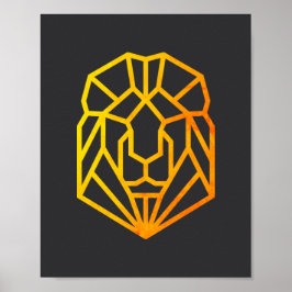 Poster arte geométrica de leões de ouro abstrato