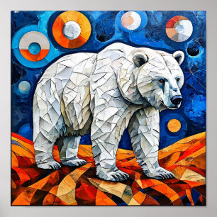 Poster Arte Geométrica de Parede de Urso Polar Animal