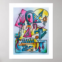 Arte geométrica em aquarela Bauhaus moderna sonhad