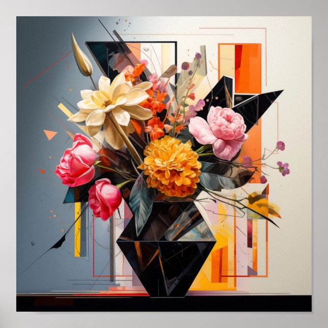 Poster Arte Geométrica Floral (Frente)