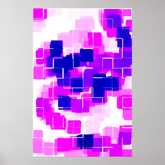 Póster Arte Geométrica "Framboesa Azul" (Frente)
