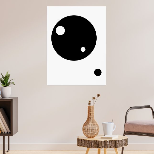 Poster Arte Geométrica Minimalista - Círculos Pretos e Br (Sala de Estar 3)