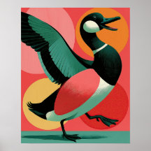 Arte Geométrica Negrita de Pato Modernista de Mead