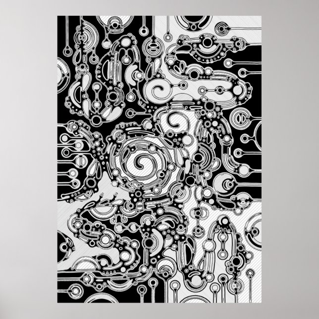 Poster Arte Geométrica Preta E Branca 3 (Frente)