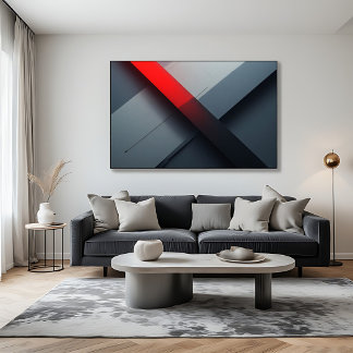 Poster Arte Geométrica Vermelha e Cinza Abstrata e Ousada