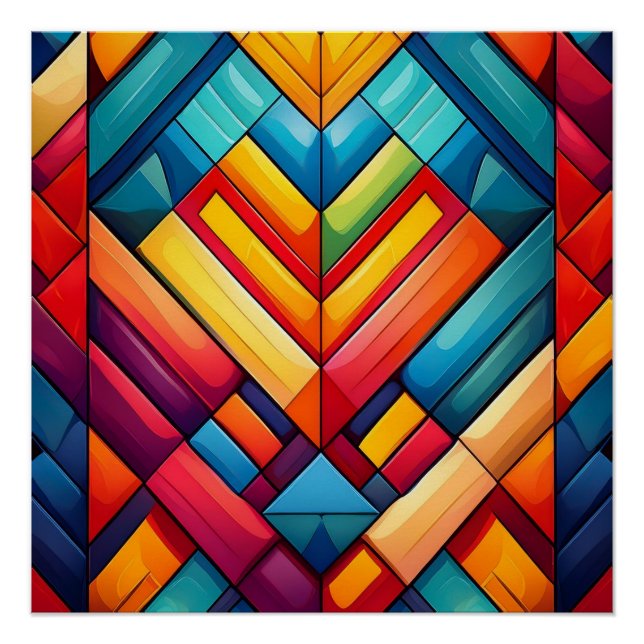 Póster Arte Geométrica Vibrante - Design abstrato moderno (Frente)