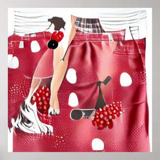 Poster arte gerada por IA inspirada em garota pin up retr