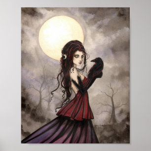 Póster Arte Gótica Fantasia Mulher Wicca O Corvo