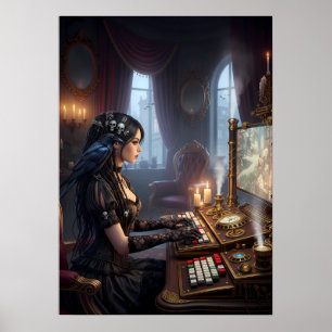 Poster Arte Gótica Vitoriana de Garota Gamer