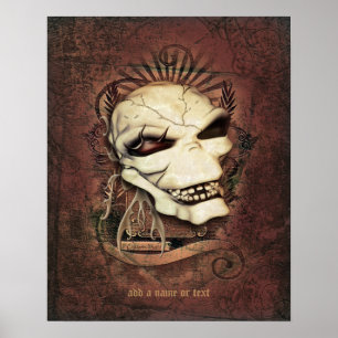 Poster Arte gótico de riso da fantasia do crânio