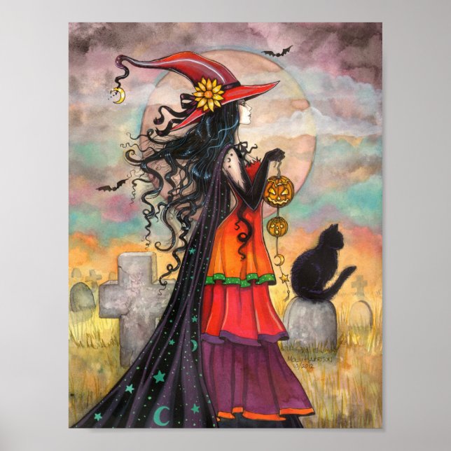 Póster Arte Gótico Fantasia de Halloween Bruxa Way (Frente)