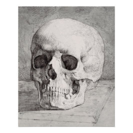 Póster Arte Gráfica de Caveira: Design de Tinta Minimalis