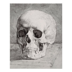 Póster Arte Gráfica de Caveira: Design de Tinta Minimalis