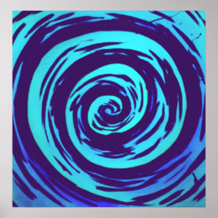 Póster Arte hipnótica roxa & azul do redemoinho