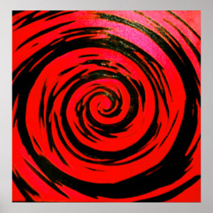 Póster Arte hipnótica vermelha & preta do redemoinho