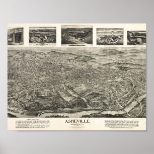 Poster Arte histórica da parede de Asheville, North