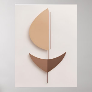 Poster Arte IA Contemporânea Abstrato Brown Boho Mínima