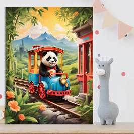 Poster Arte IA de Comboio Panda Adorável