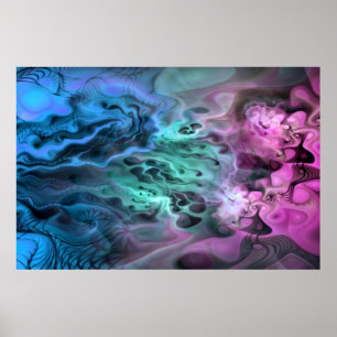 Póster Arte II do Fractal do Apophysis - azul verde cor-d