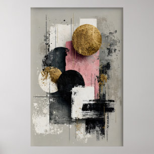 Poster Arte impressa abstrata geométrica na parede, Neutr