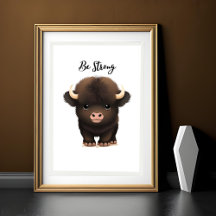 Arte impressa adorável de búfalo bebê para berçári