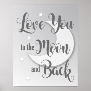 Poster Arte Impressa Amor Você Até a Lua e Volta 1 de 3